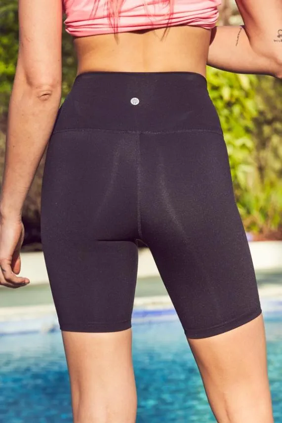 Sosandar Black High Waisted Body Sculpting Longline Activewear Shorts Black Women Activewear