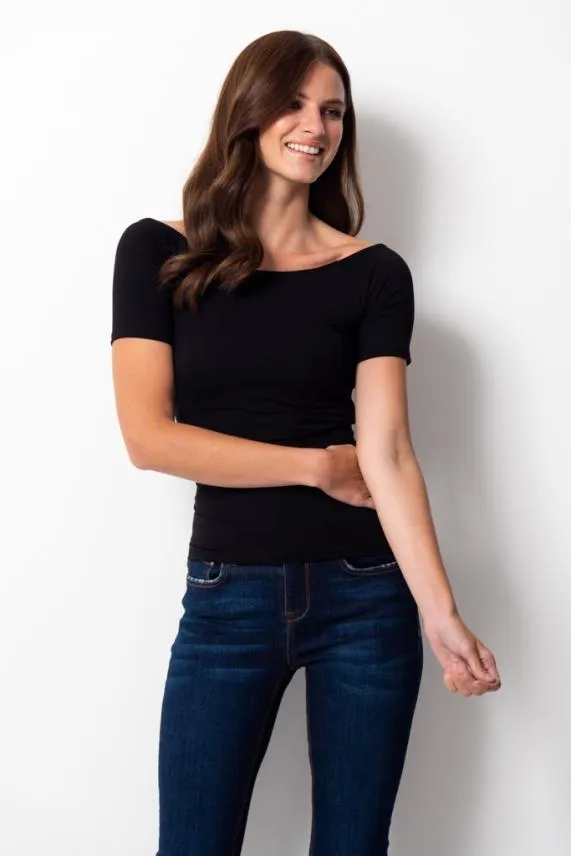 Sosandar Black Knot Back Detail Top Black Women Tops