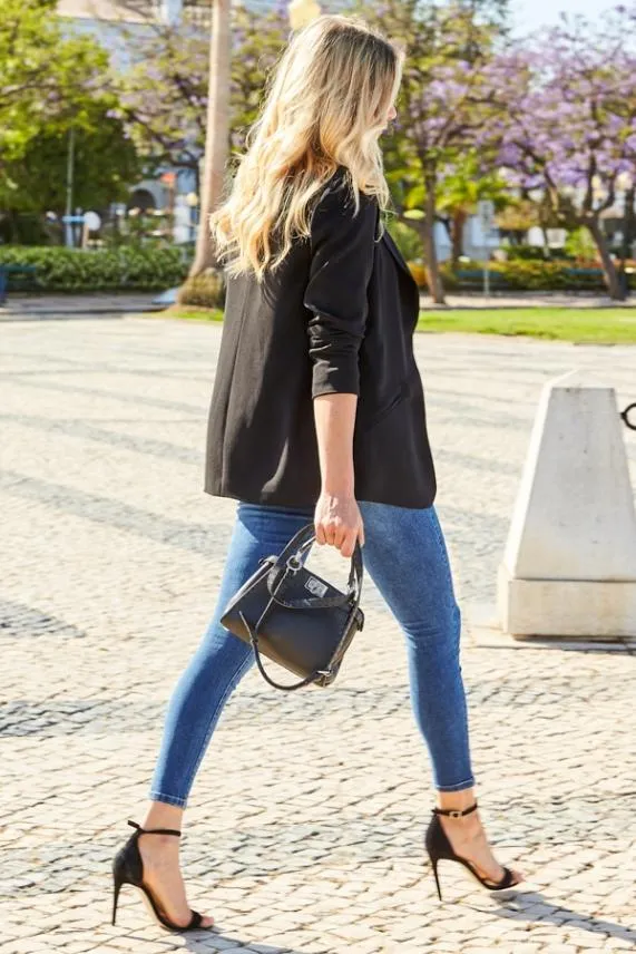 Sosandar Black Longline Relaxed Fit Blazer Black Women Jackets and Coats