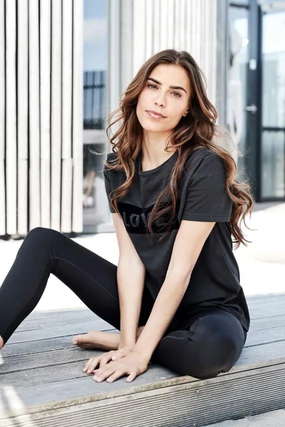 Sosandar Black LOVE Slogan Activewear T Shirt Black Women Activewear