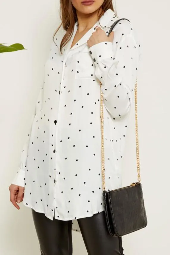Sosandar Black Luxe Leather Croc Effect Bag With Gold Chain Strap Black Women Bags and Belts