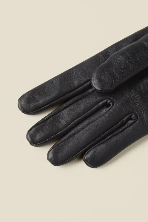 Sosandar Black Luxe Leather Gloves Black Women Hats Scarves and Gloves