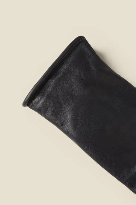 Sosandar Black Luxe Leather Gloves Black Women Hats Scarves and Gloves
