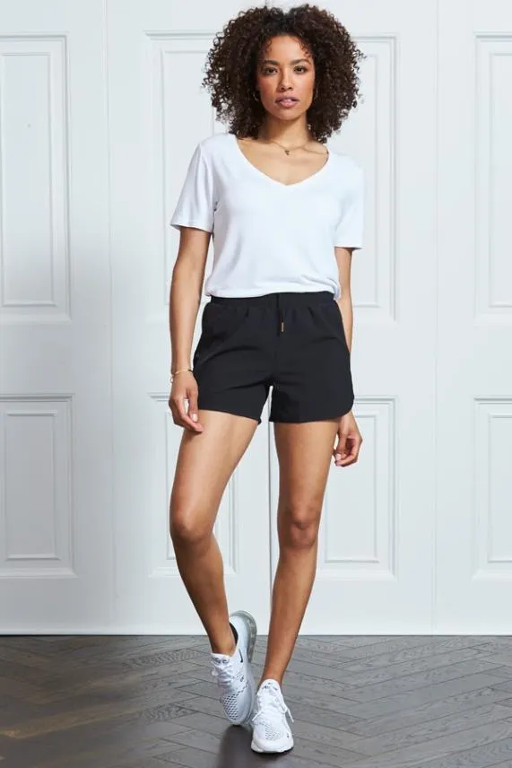 Sosandar Black Mesh Panel Activewear Shorts Black Women Activewear