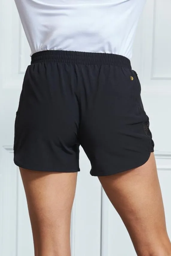 Sosandar Black Mesh Panel Activewear Shorts Black Women Activewear