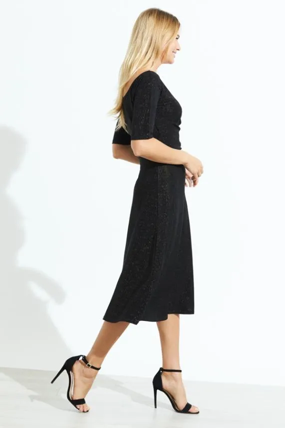 Sosandar Black Metallic Wrap Front Midi Dress Black Women Dresses