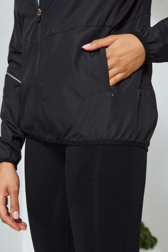 Sosandar Black Motivate Activewear Zip Jacket With Pockets Black Women Activewear