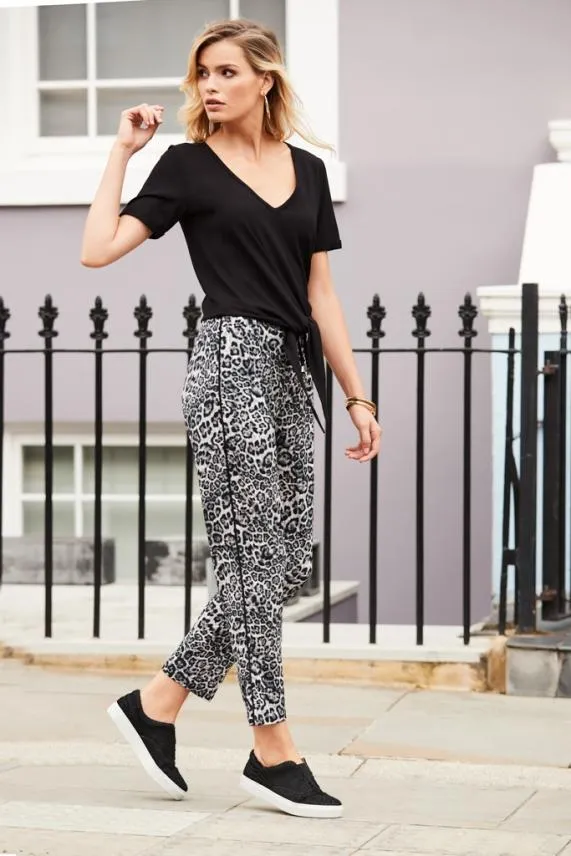 Sosandar Black Premium Jersey Tie Front T Shirt Black Women Tops
