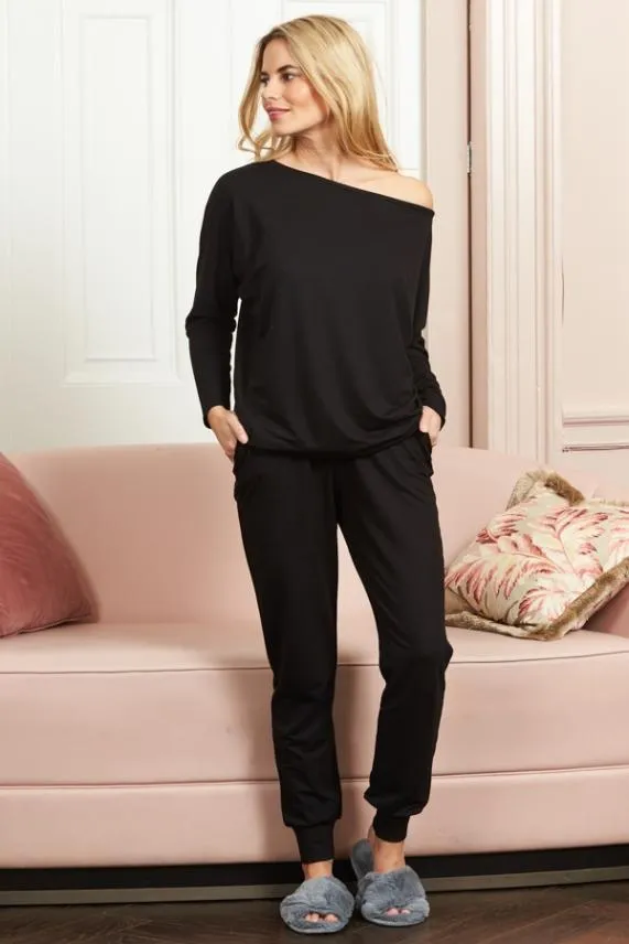 Sosandar Black Premium Slim Leg Joggers Black Women Nightwear