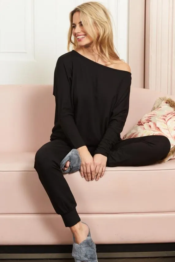 Sosandar Black Premium Slim Leg Joggers Black Women Nightwear