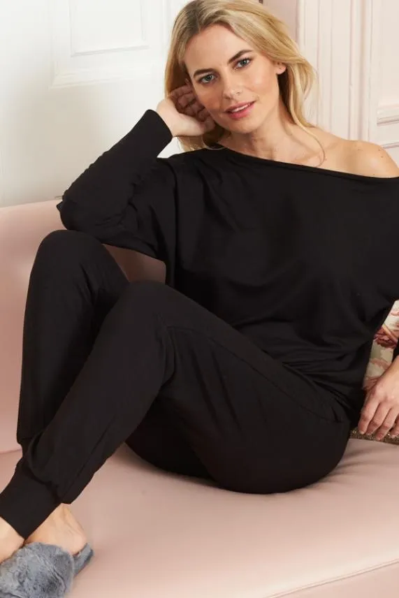 Sosandar Black Premium Slim Leg Joggers Black Women Nightwear