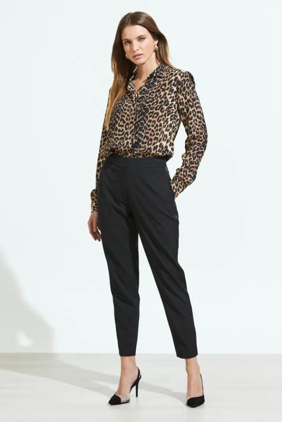 Sosandar Black Satin Leg Detail Tuxedo Trousers Black Women Trousers and Leggings