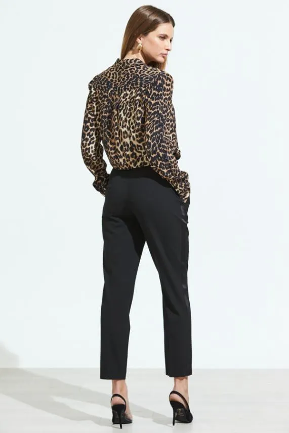Sosandar Black Satin Leg Detail Tuxedo Trousers Black Women Trousers and Leggings
