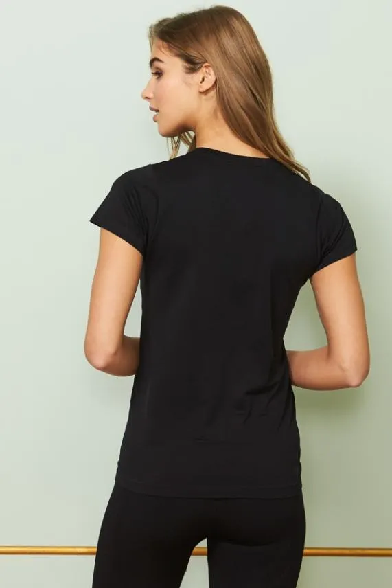 Sosandar Black Seamless Perfect Athleisure T Shirt Black Women Loungewear