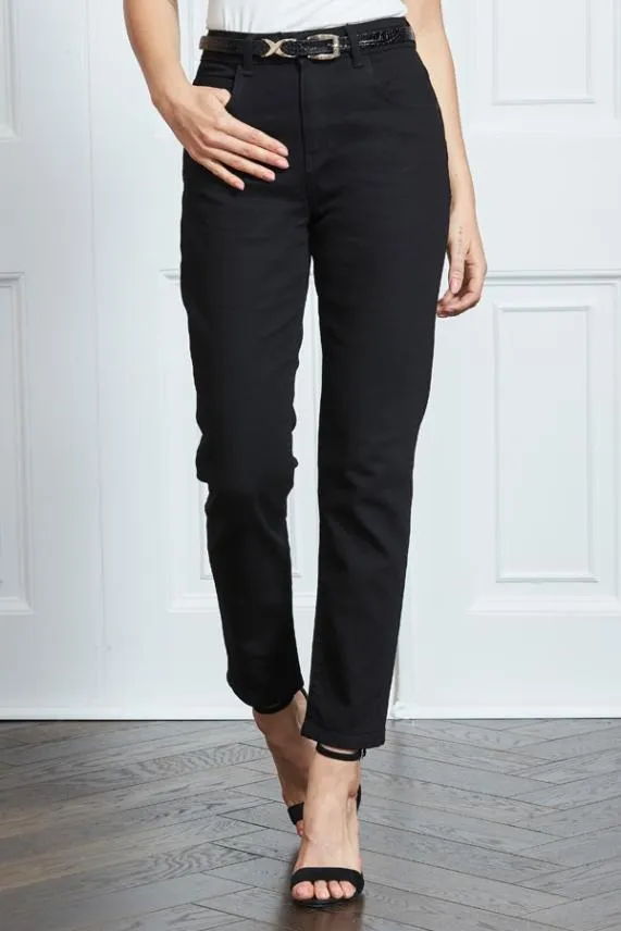Sosandar Black Slim Leg Mom Jeans Black Women Jeans and Jeggings