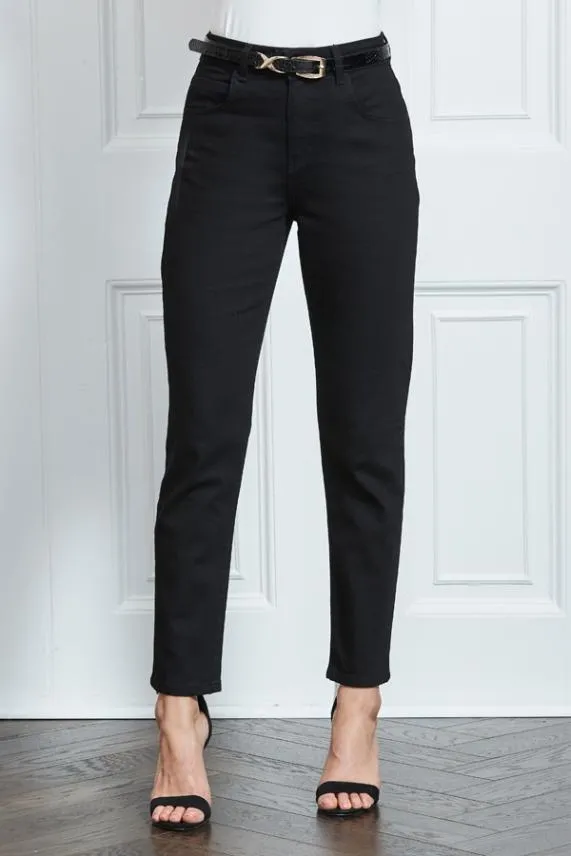Sosandar Black Slim Leg Mom Jeans Black Women Jeans and Jeggings