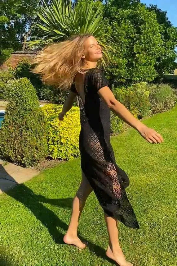 Sosandar Black Stretch Lace Sunshine Dress Black Women Swim and Beachwear