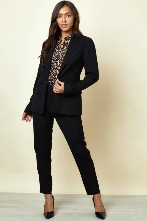 Sosandar Black Tuxedo Jacket Black Women Jackets and Coats