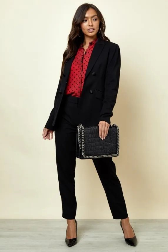 Sosandar Black Tuxedo Jacket Black Women Jackets and Coats