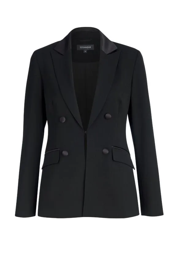 Sosandar Black Tuxedo Jacket Black Women Jackets and Coats