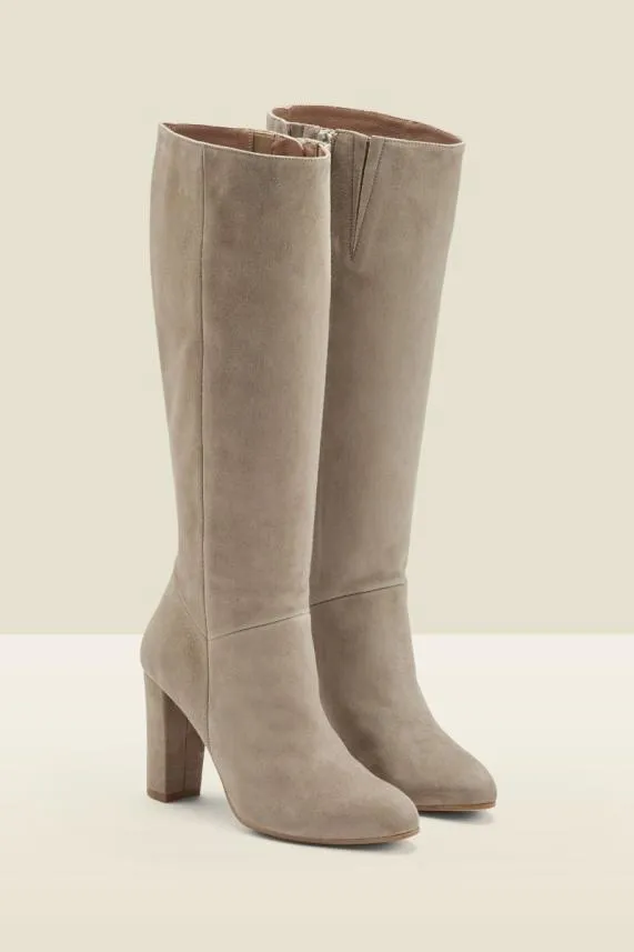Sosandar Blake Taupe Suede Zip Knee High Boot Women Boots