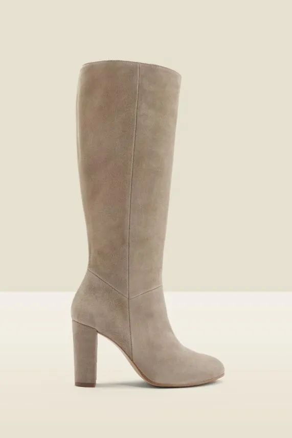 Sosandar Blake Taupe Suede Zip Knee High Boot Women Boots