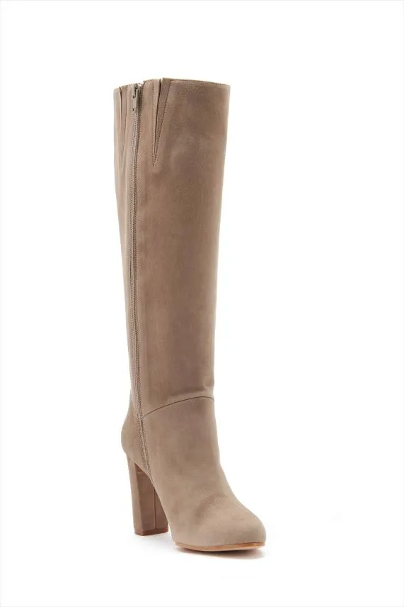 Sosandar Blake Taupe Suede Zip Knee High Boot Women Boots