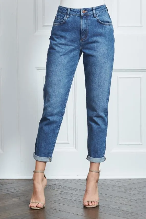 Sosandar Blue Slim Leg Mom Jeans Blue Women Jeans and Jeggings