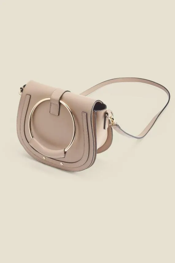 Sosandar Blush Leather Gold Hoop Detail Shoulder Bag Women Bags and Belts