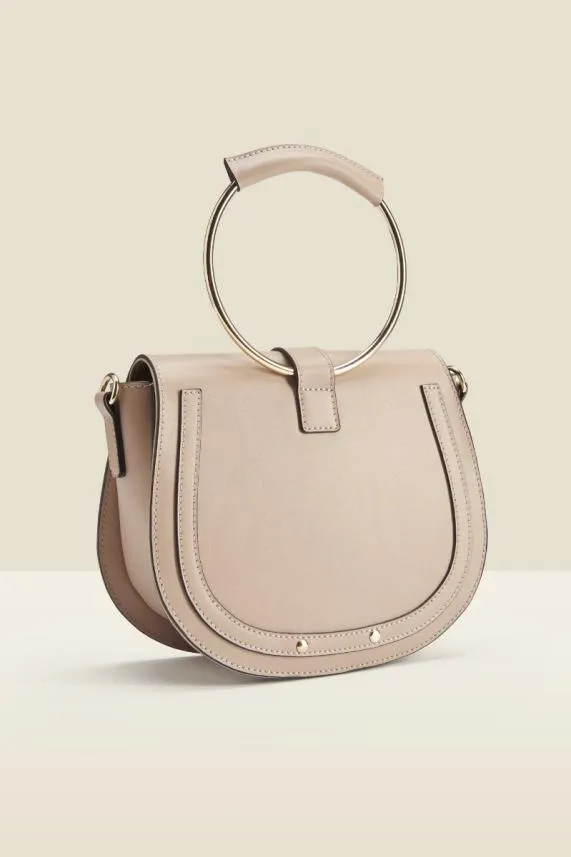Sosandar Blush Leather Gold Hoop Detail Shoulder Bag Women Bags and Belts