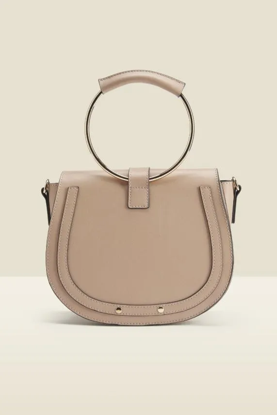 Sosandar Blush Leather Gold Hoop Detail Shoulder Bag Women Bags and Belts