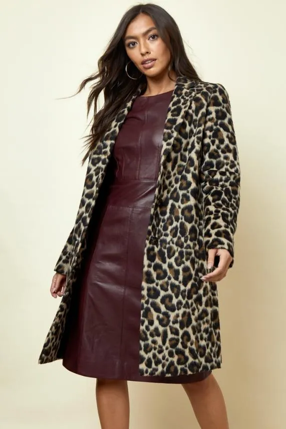 Sosandar Burgundy Leather Panelled Shift Dress Burgundy Women Dresses