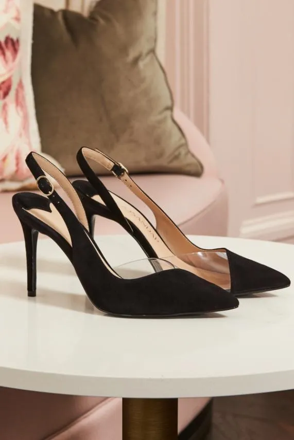 Sosandar Carmen Black Perspex Slingback Court Shoe Black Women Heels