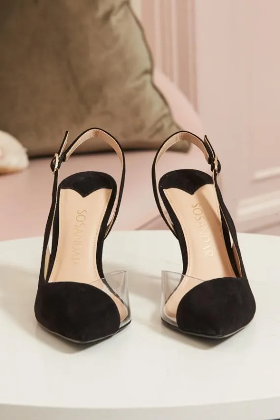 Sosandar Carmen Black Perspex Slingback Court Shoe Black Women Heels