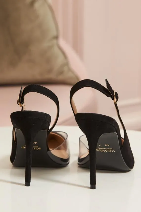 Sosandar Carmen Black Perspex Slingback Court Shoe Black Women Heels