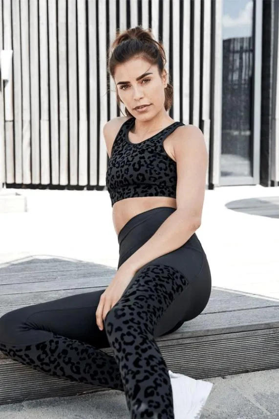 Sosandar Carolina Black Leopard Print Activewear Leggings With Pockets Black Women Activewear