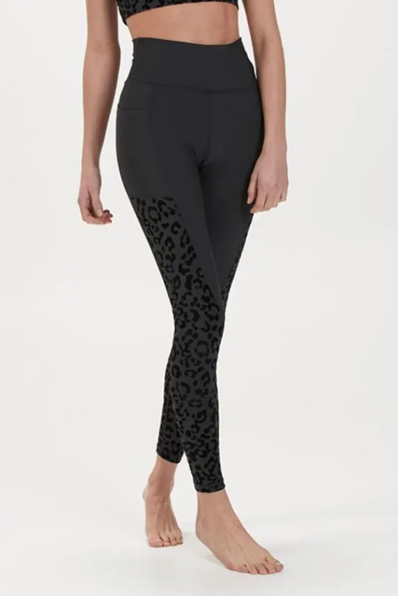 Sosandar Carolina Black Leopard Print Activewear Leggings With Pockets Black Women Activewear