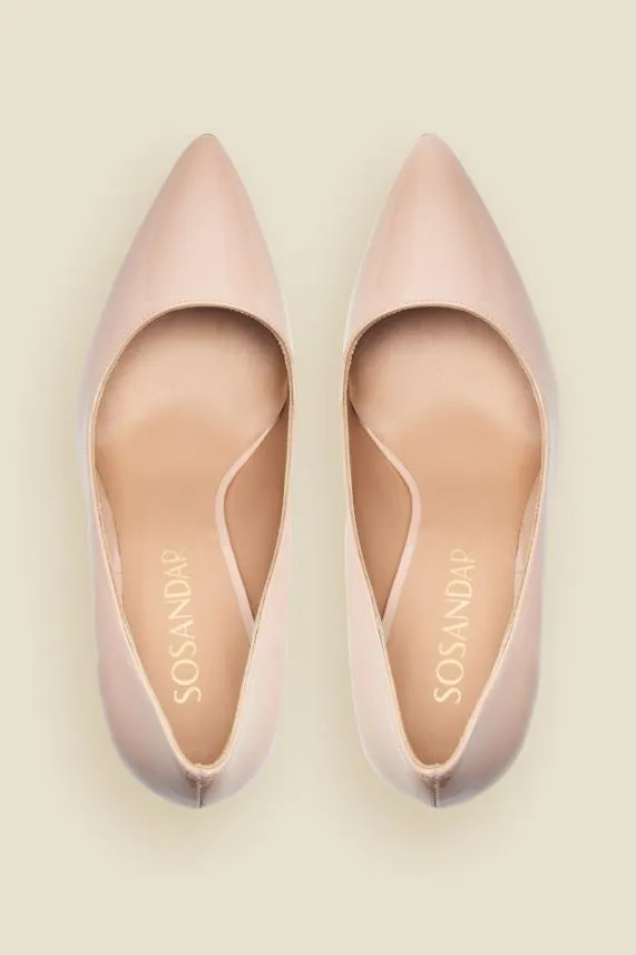 Sosandar Cleo Nude Patent Leather Court Shoe Women Heels