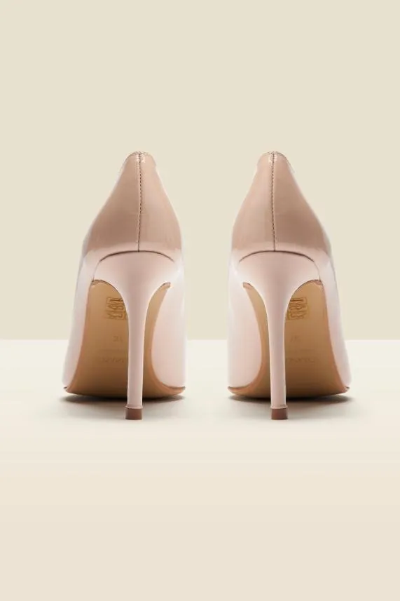 Sosandar Cleo Nude Patent Leather Court Shoe Women Heels