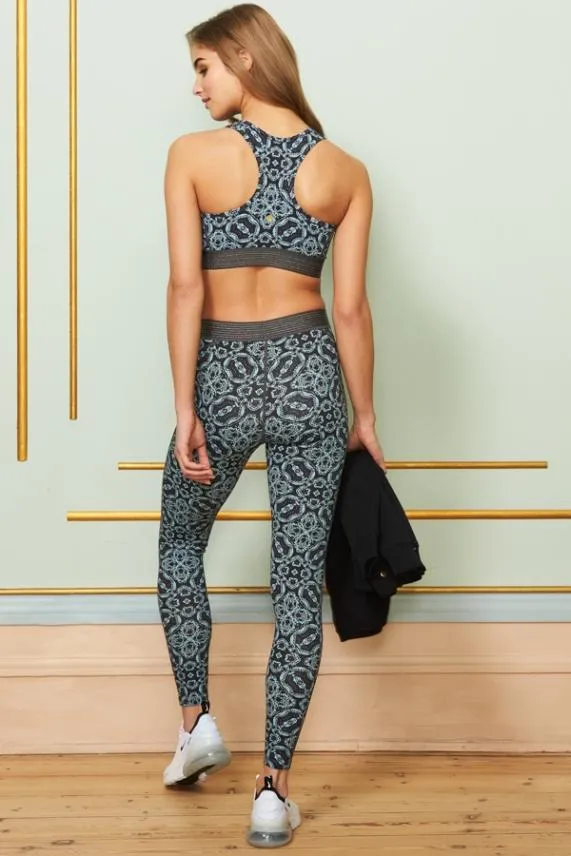 Sosandar Felix Grey Geo Print Activewear Leggings Grey Women Activewear