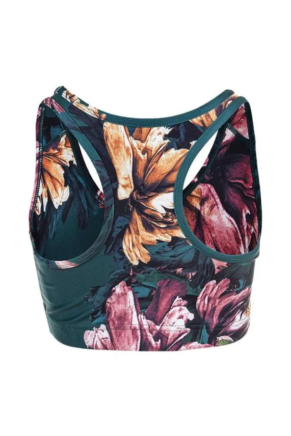 Sosandar France Green Floral Racerback Sports Bra Green Women Activewear