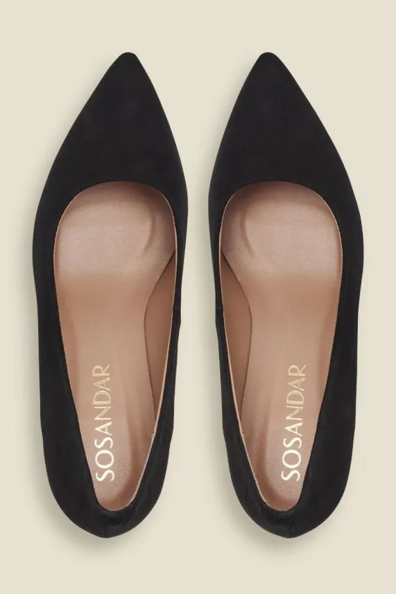 Sosandar Georgie Black Suede Perspex Heel Court Shoe Black Women Mid Heels