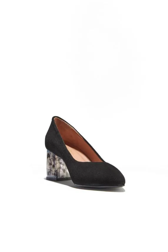 Sosandar Georgie Black Suede Perspex Heel Court Shoe Black Women Mid Heels