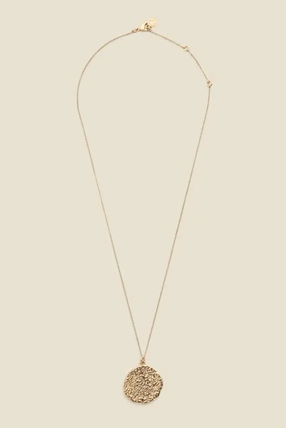 Sosandar Gold Plated Hammered Pendant Necklace Women Jewellery