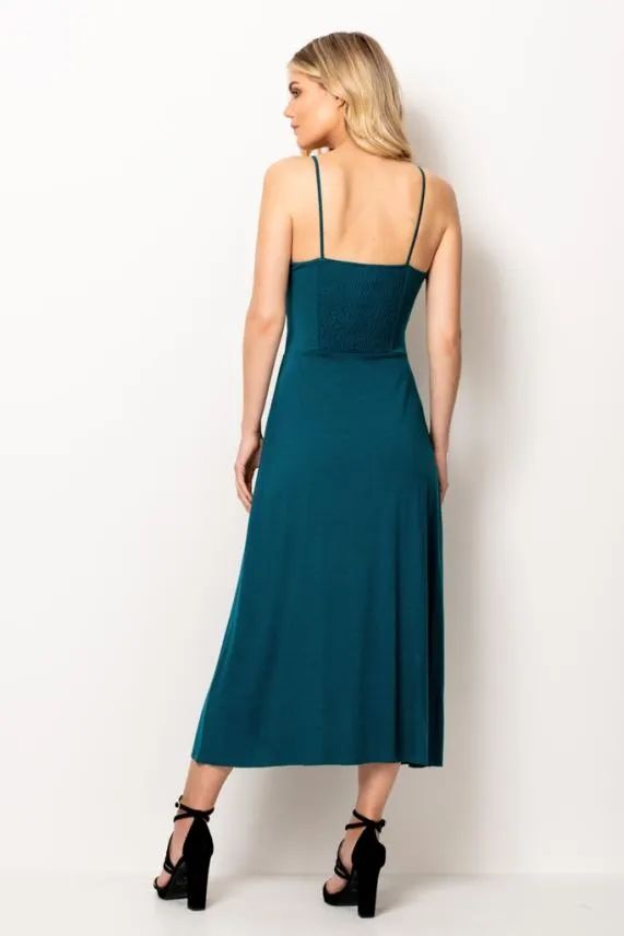 Sosandar Green Split Detail Maxi Dress Green Women Dresses