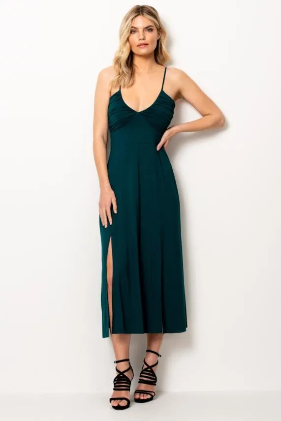 Sosandar Green Split Detail Maxi Dress Green Women Dresses