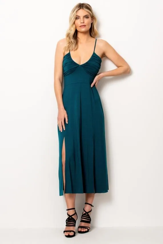 Sosandar Green Split Detail Maxi Dress Green Women Dresses