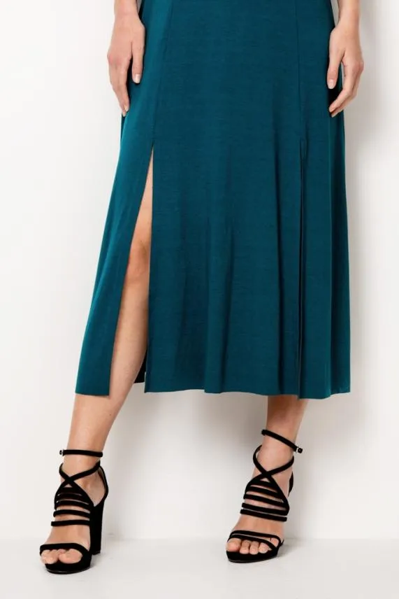 Sosandar Green Split Detail Maxi Dress Green Women Dresses