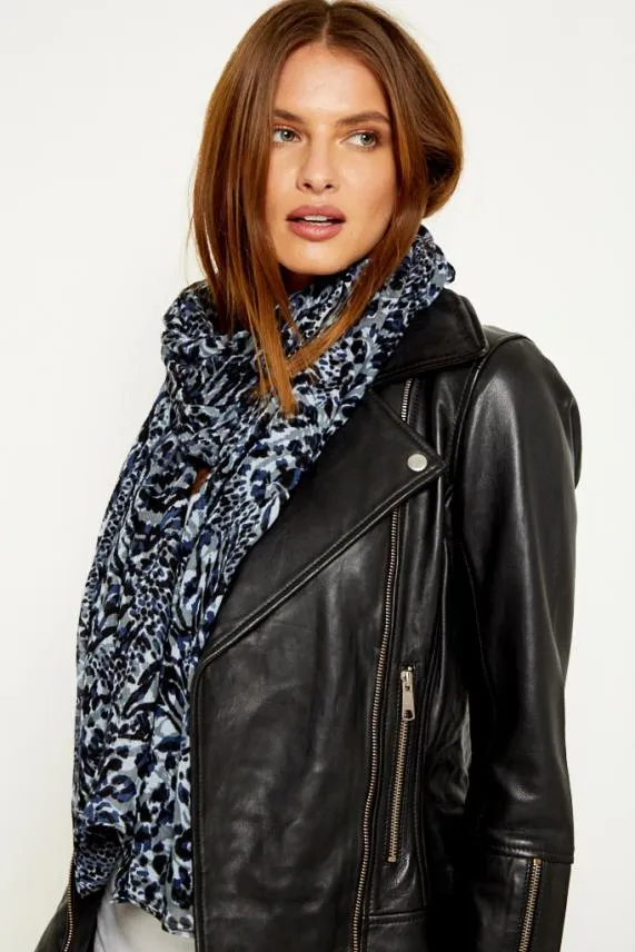 Sosandar Grey Animal Print Scarf Grey Women Hats Scarves and Gloves