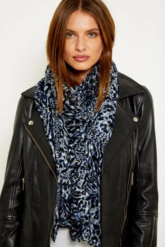 Sosandar Grey Animal Print Scarf Grey Women Hats Scarves and Gloves
